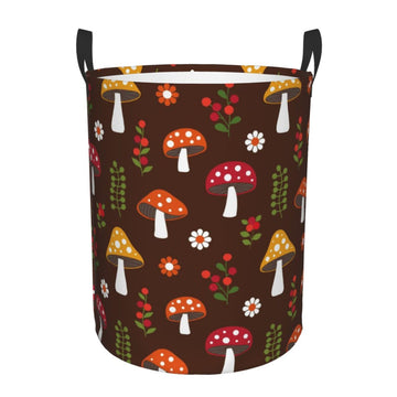 Pevtufa Woodland Mushroom Foldable Laundry Basket Organizer,Fabric Clothes Toy Storage Basket Nursery Hamper Storage Bin For Hou
