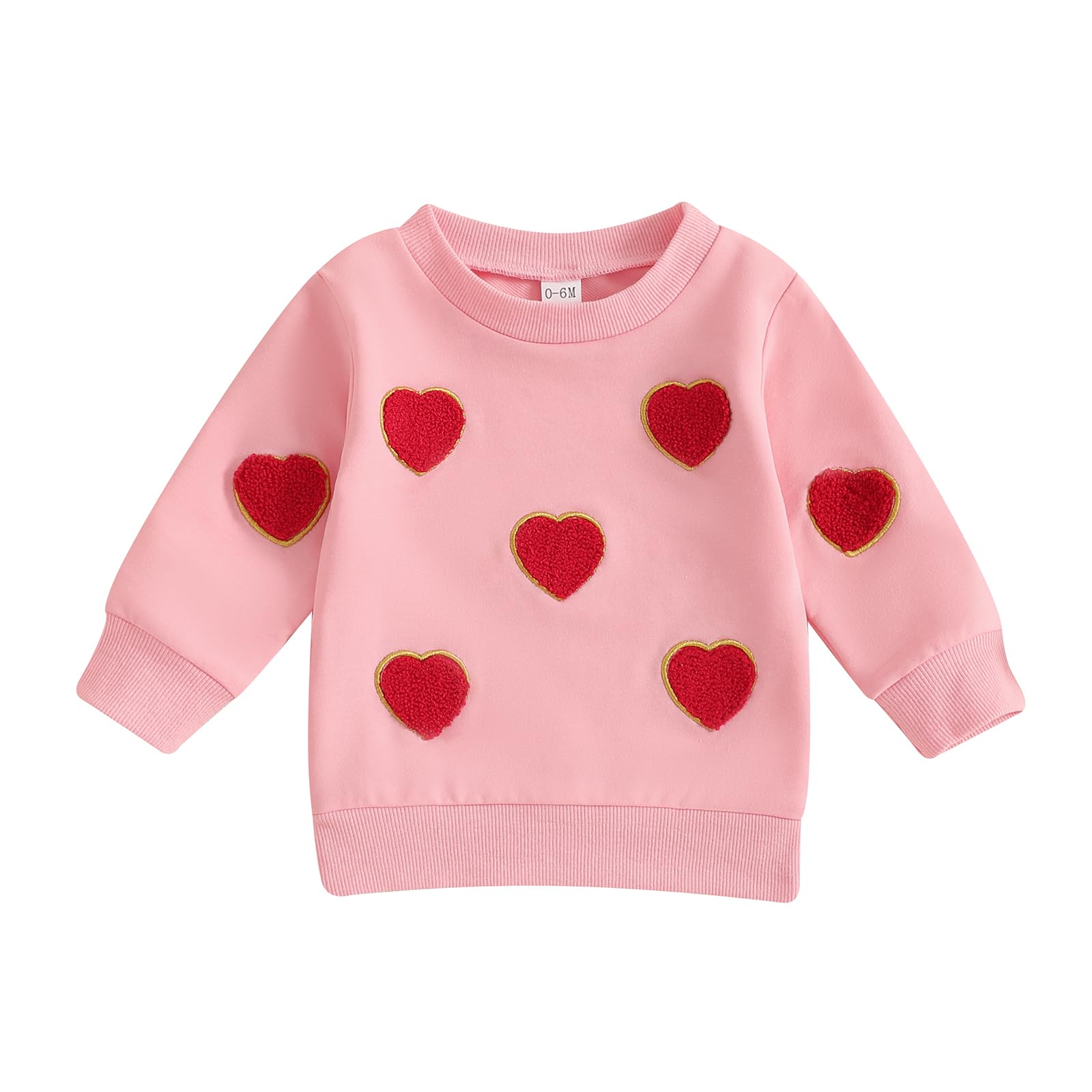 Dcohmch Toddler Girl Valentines Day Outfit Pullovers Heart Letter Print Shirt Sweatshirt Valentine Baby Girls Clothes (Rose Pin