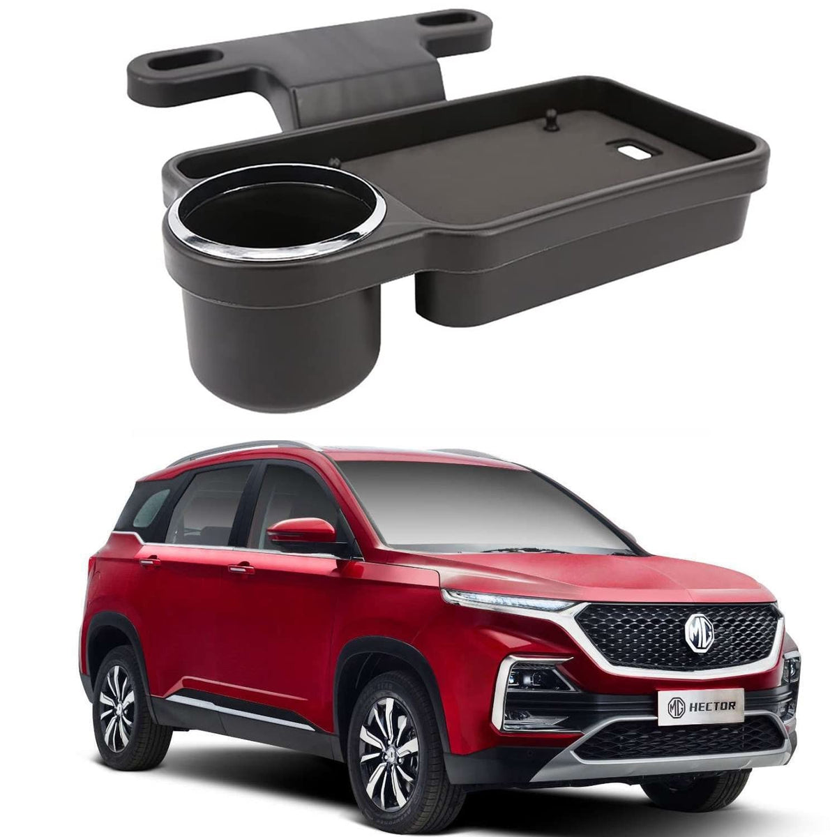 Oshotto (FT04) Foldable Car Auto Headrest Rear Back Seat Table Drink Food Cup Tray Holder Compatible with MG Hector  Black