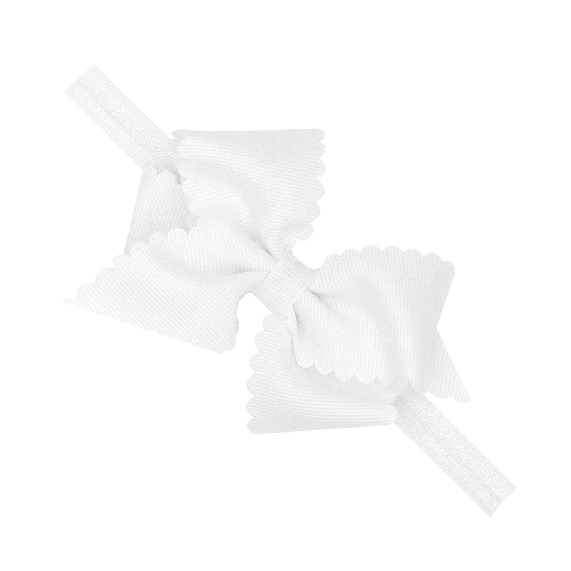 Wee Ones Baby Girl's Extra Small Grosgrain Bow On Matching Elastic Band, 0-6 Months, White