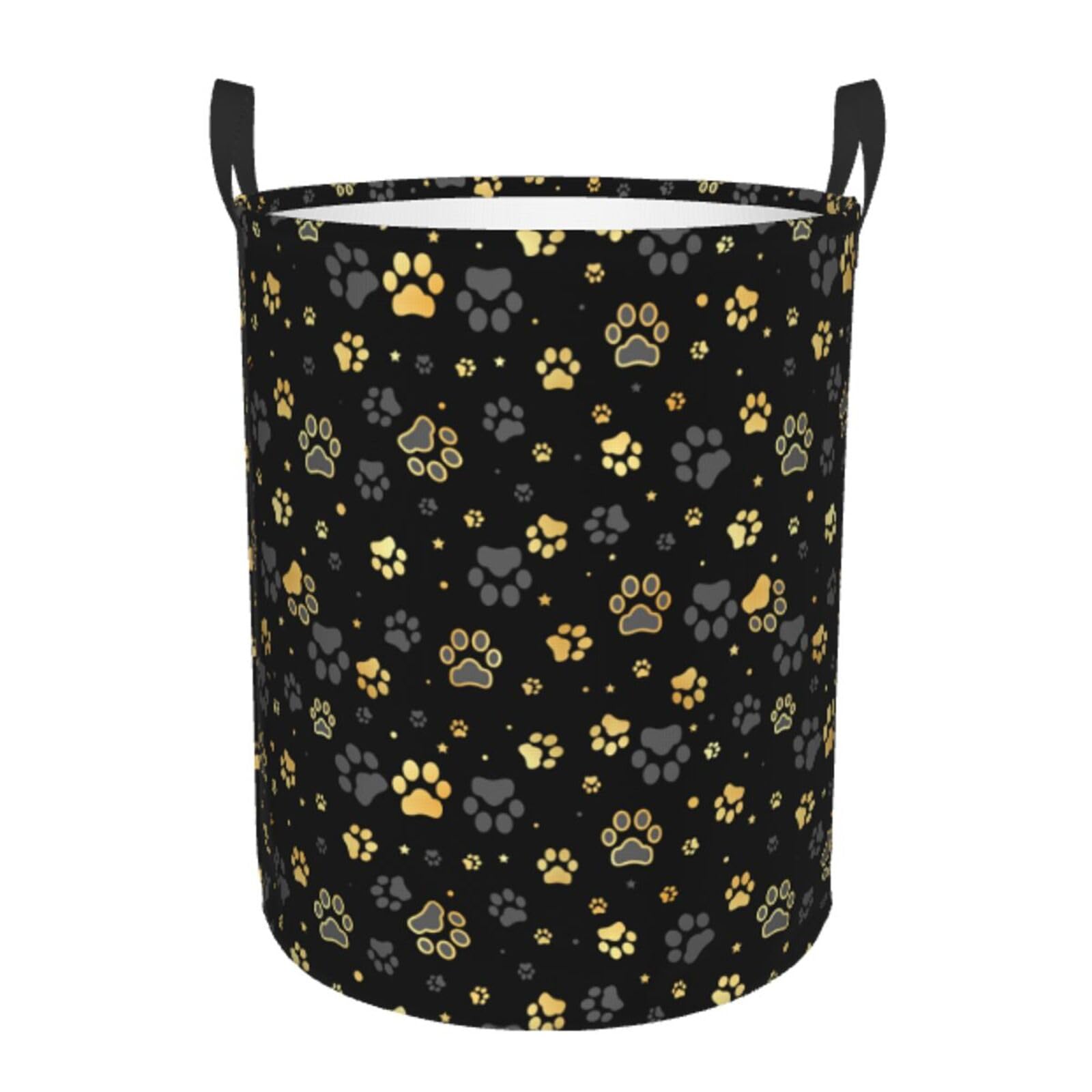 Gbuzozie Golden Dogs Animal Paws Round Laundry Hamper Storage Basket Toys Clothes Organizer Bin For Home Bathroom Bedroom Dorm N