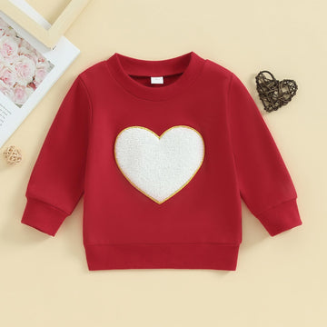 Eadrioss Valentines Baby Boy Girl Outfit Chenille Heart Crew Neck Sweatshirt Pullover Shirts Toddler Valentine'S Day Clothes