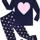 Little Hand Baby Girl Clothes Cute Heart Printed 2 Pieces Navy Valentines Day Pajamas For Toddler Girls 5-6 Years