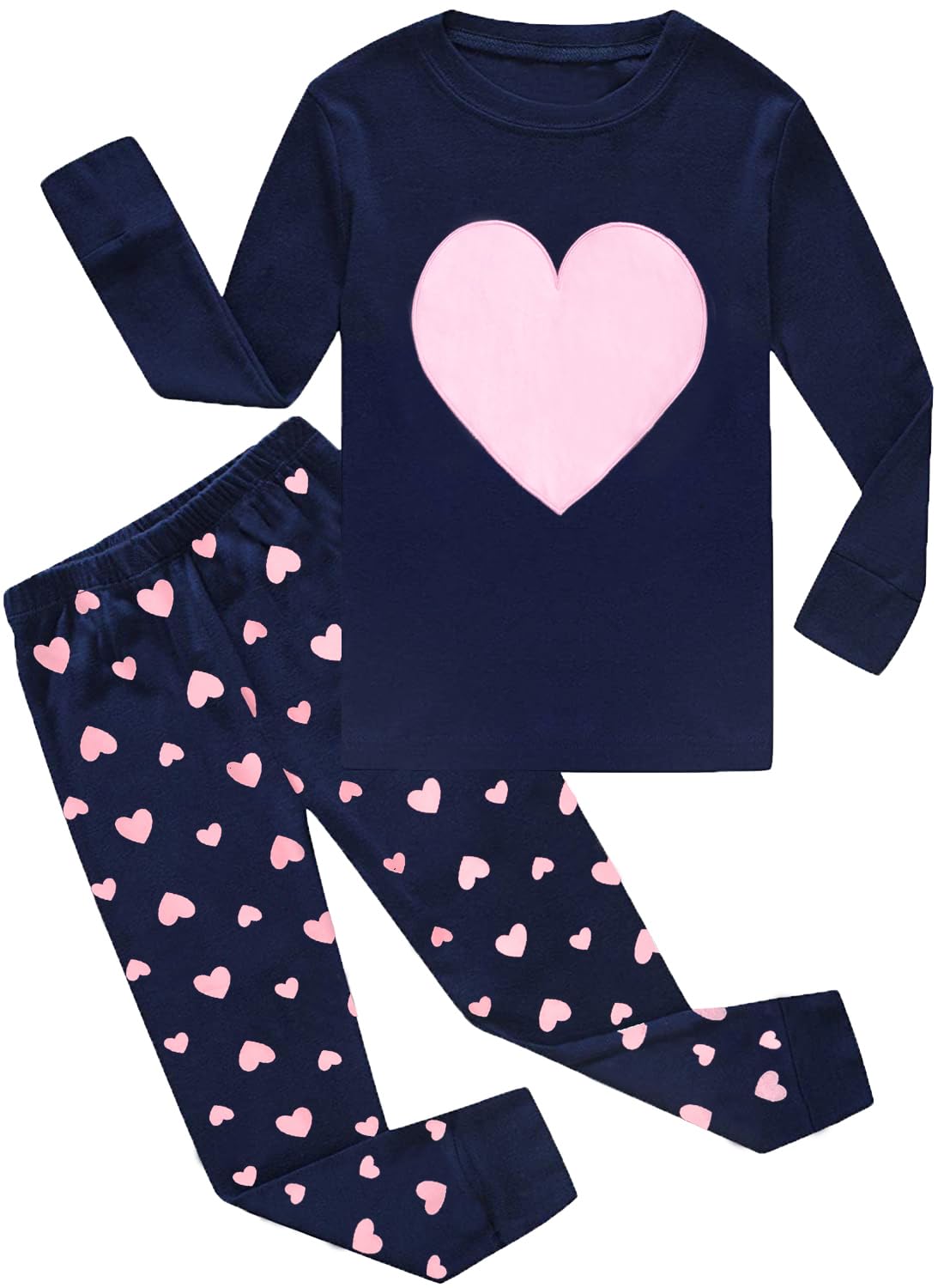 Little Girls Valentines Clothing Set Outfits Heart Print 2 Piece Sweet Long Sleeve Pant Sets For Toddler 4-5 Years