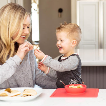 Ezpz Happy Bowl - 24 Months + (Coral) - 100% Silicone Suction Bowl With Built-In Placemat - Dishwasher Safe