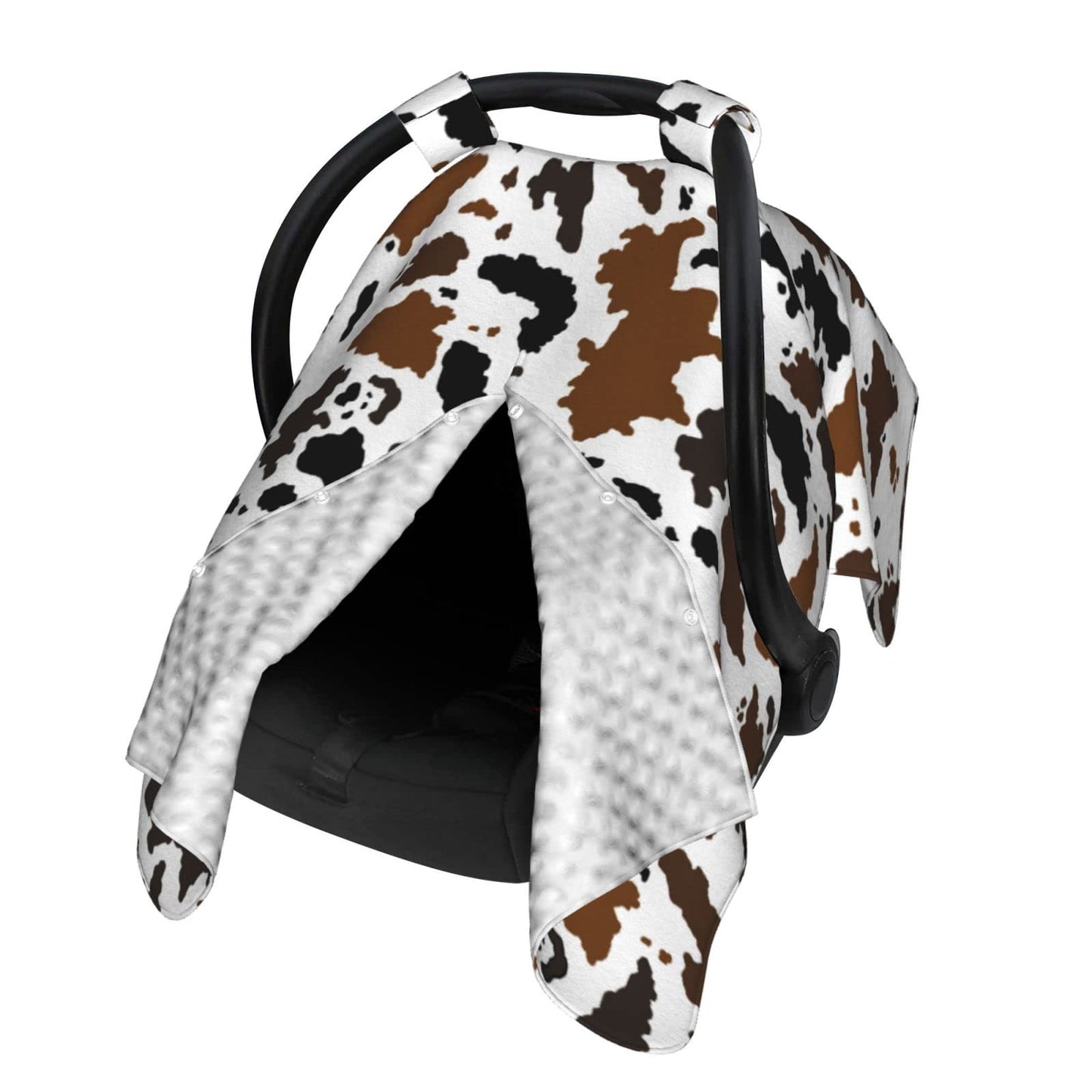 Brown Black Cow Skin Baby Car Seat Canopy Cover Multi Use Nursing Cover For Newborn Car Seat Canopy Mom Nursing Breastfeeding Co