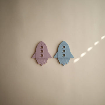 mushie Silicone Baby Teether Toy | Rocket (Soft Lilac)