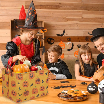 Fxocshe Rectangular Halloween Basket,Trick Or Treat Basket For Boys And Girls,Waterproof Collapsible Storage Box,Halloween Candy