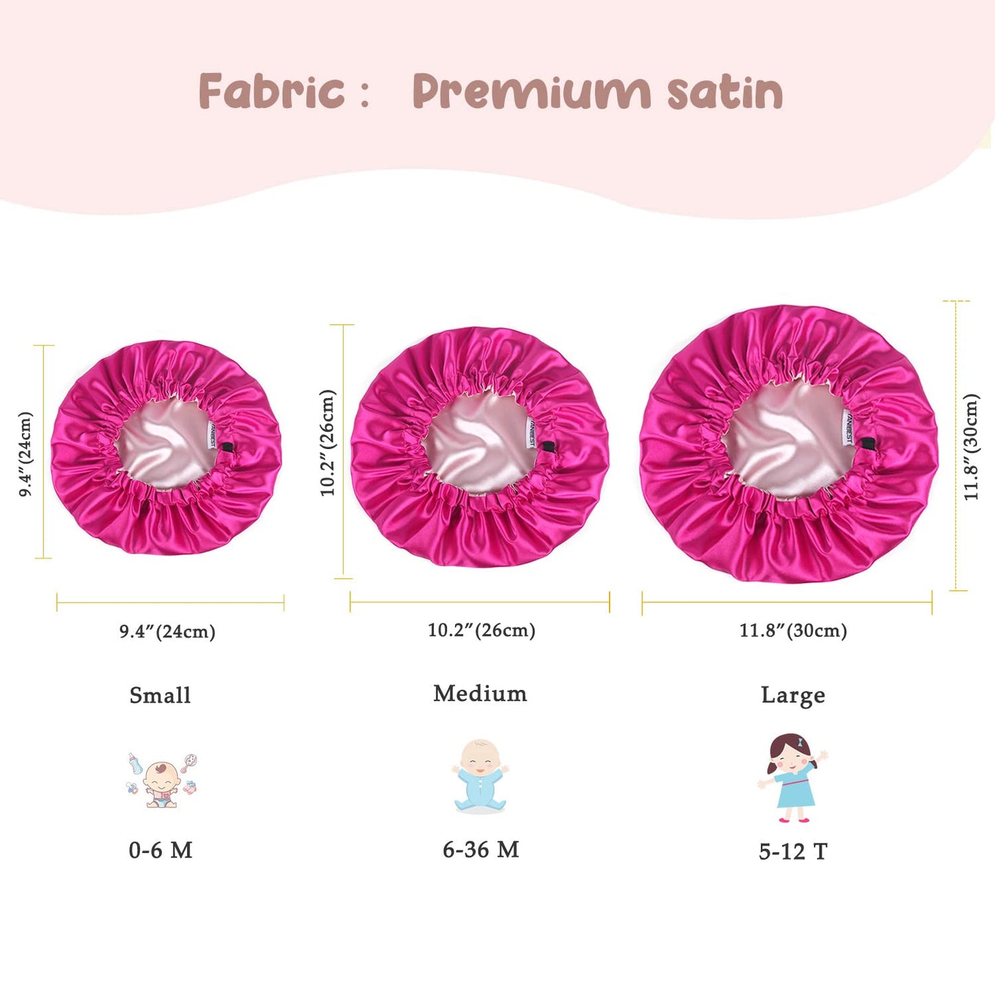Yanibest Baby Satin Bonnet Sleep Cap For Curly Hair - Double Layer Reversible Adjustable Silky Satin Cap For Infant Toddler Chil