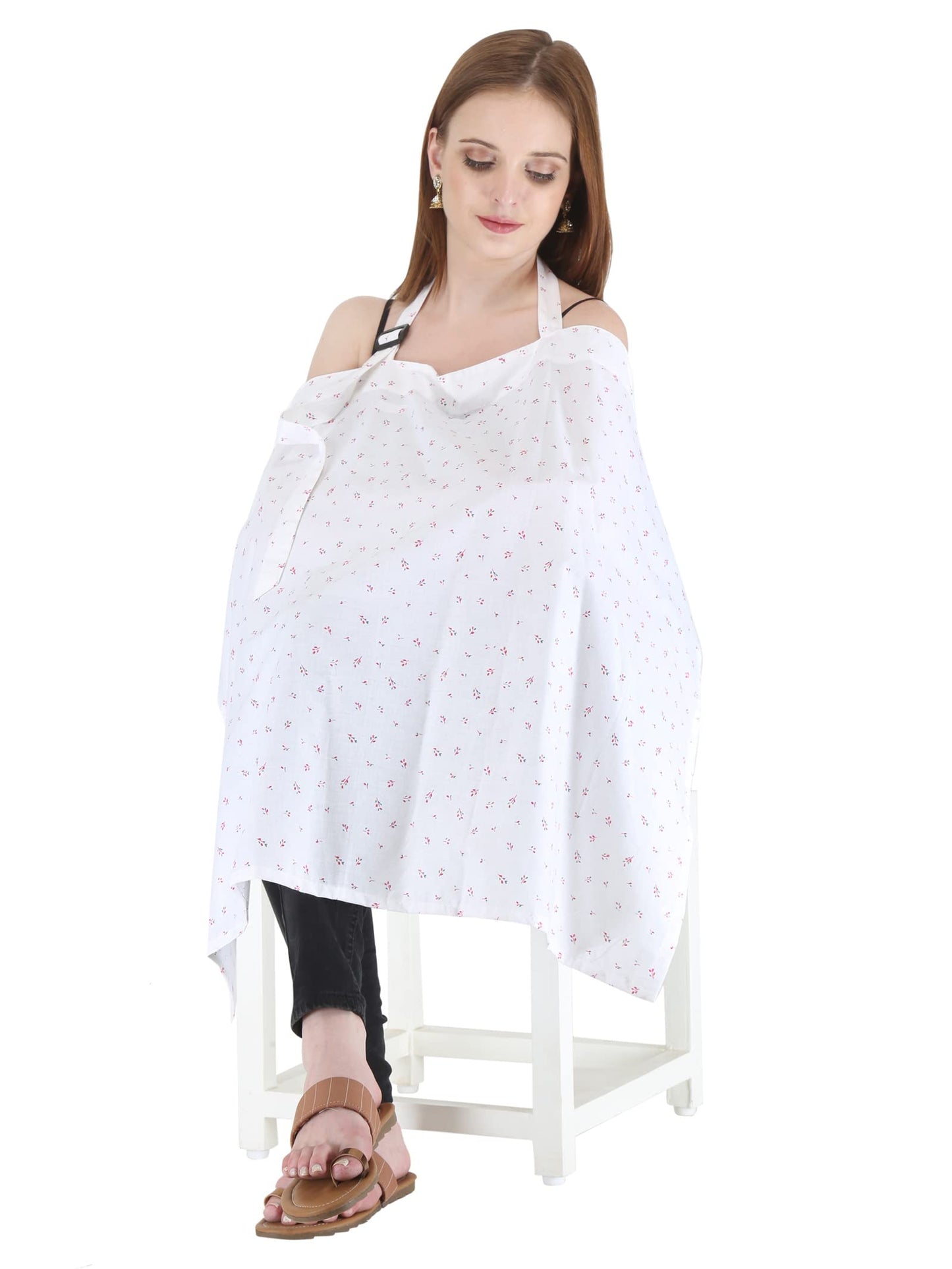 Switchon Feeding Apron Cover Maternity Cover & Scarf 100% Cotton Maternity Breastfeeding Multipurpose For Mothers (White1)