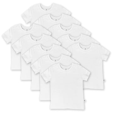 Honestbaby Organic Cotton Short Sleeve T-Shirt Multi-Packs, 10-Pack Bright White, 0-3 Months