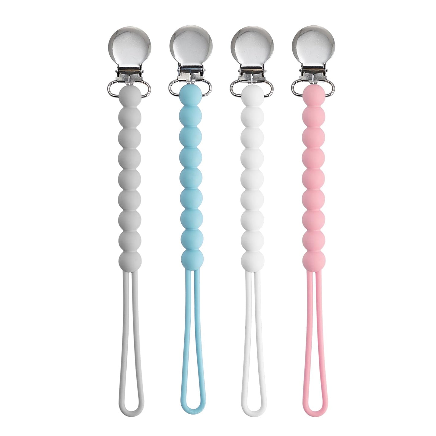 Pacifier Clips For Boys Girls - Moribox 4 Pack Paci Clip Soothe Baby Binky Holder For Shower Birthday Gift