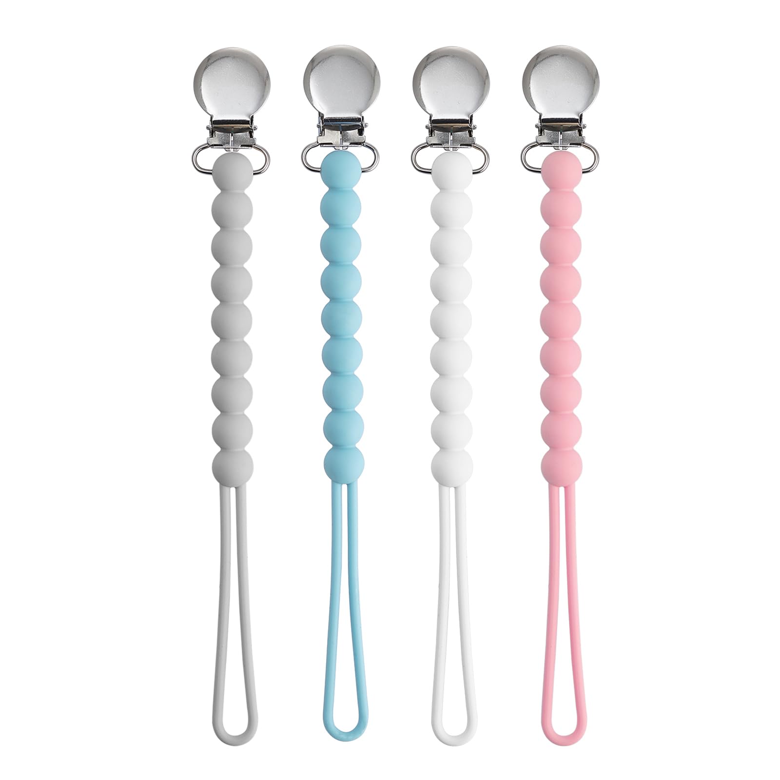 Pacifier Clips For Boys Girls - Moribox 4 Pack Paci Clip Soothe Baby Binky Holder For Shower Birthday Gift