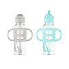 Dr. Brown'S Milestones Narrow Sippy Straw Bottle, Spill-Proof With 100% Silicone Handles And Weighted Straw, 8 Oz/250 Ml, Gray &