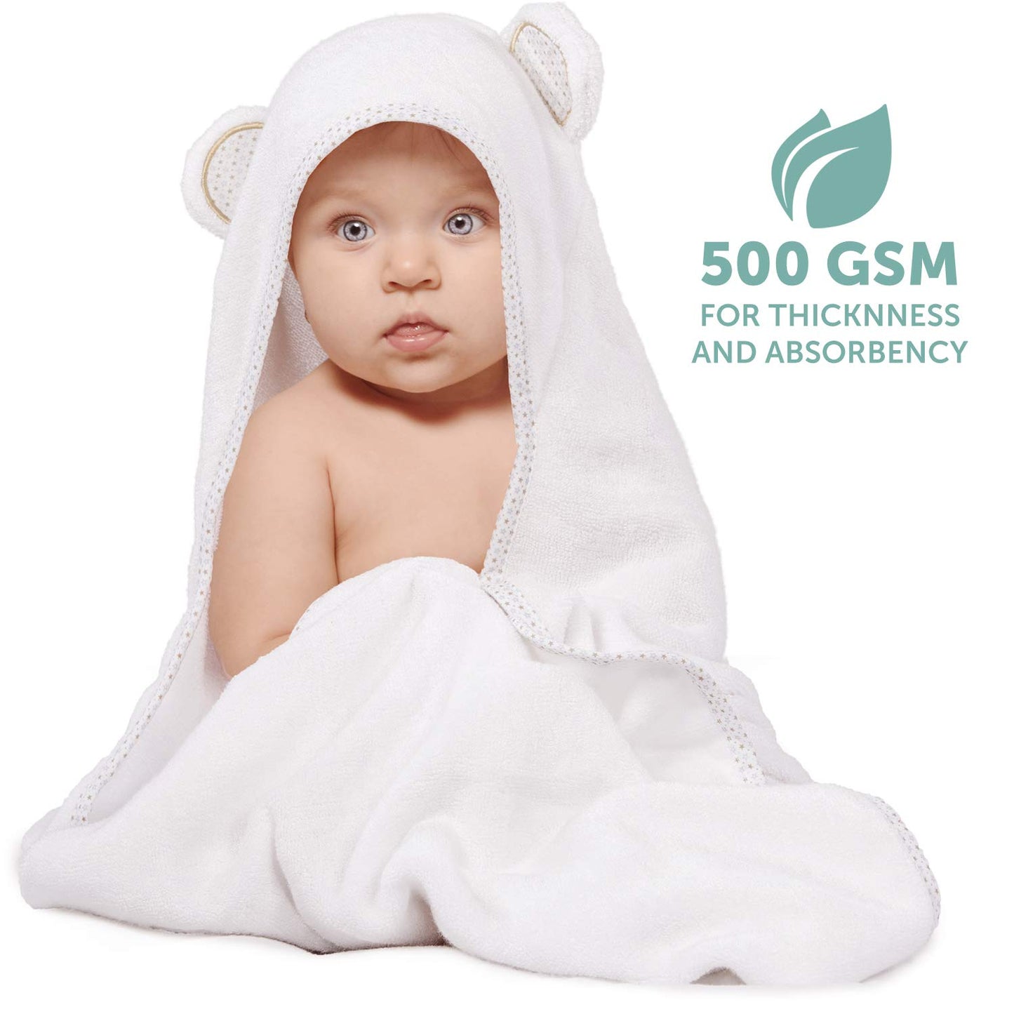 Miniboo Hooded Baby Towel - Ultra-Soft And Hypoallergenic Rayon From Bamboo Baby Towels For Newborns, Infants, And Toddlers - Su