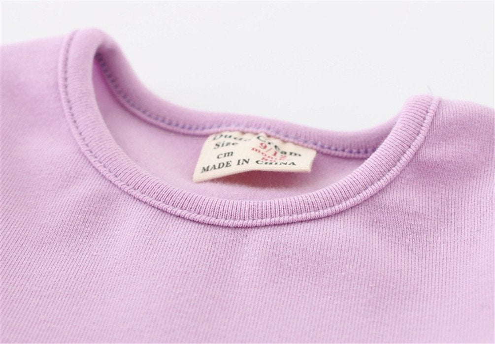 Csbks Toddler Baby Girls Long Sleeve Cotton Dress Solid Ruffle Tops 12 Months Purple