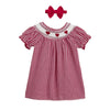 Hopscotch Girls Puff Sleeves Red Checkered Heart Appique Dress (1824 Months)