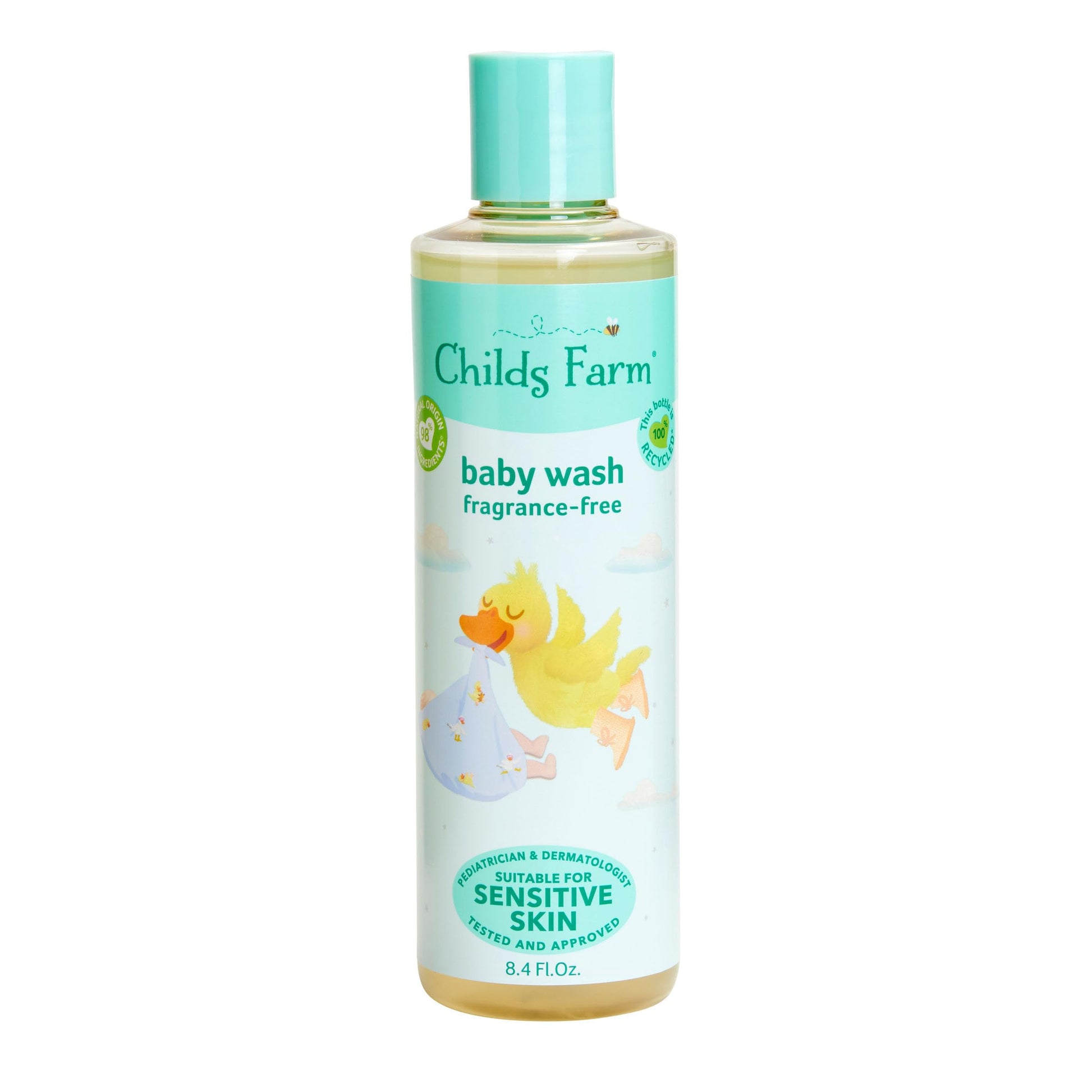 Childs Farm Baby Body Wash, Unfragranced, Gently Cleanses, Suitable For Newborns With Dry, Sensitive And Eczema-Prone Skin, 8.4