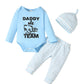 Nzrvaws Toddler Baby Boy Clothes Infant Long Sleeve Blue Romper Stripe Pants Hat 3Pc Outfits Set Fall Winter 6-12 Months