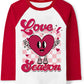 Toddler Boys Girls T-Shirt Valentine'S Day Shirt Love Season Heart Tops Kids Long Sleeve Raglan Baby Tees 2T