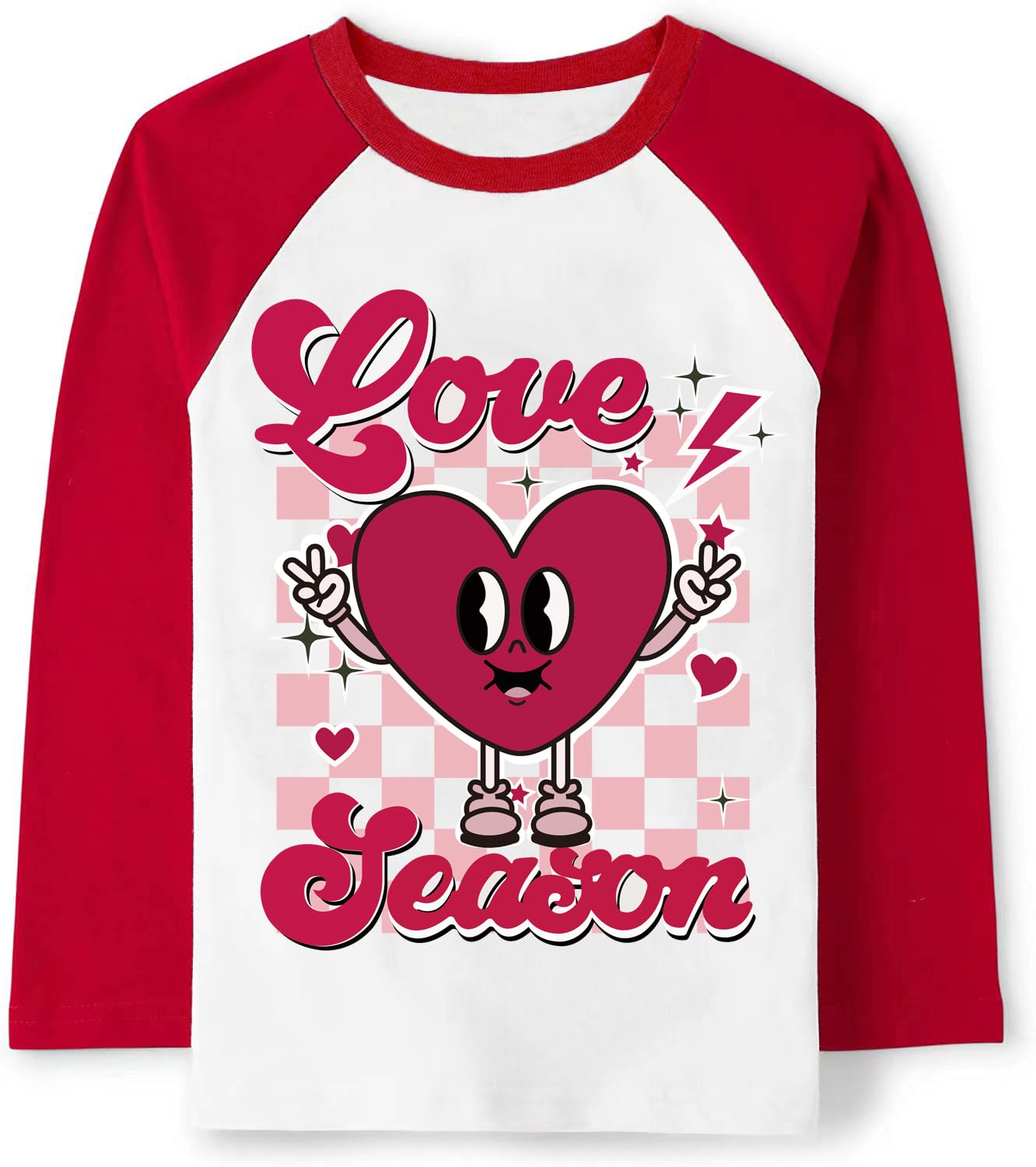 Toddler Boys Girls T-Shirt Valentine'S Day Shirt Love Season Heart Tops Kids Long Sleeve Raglan Baby Tees 2T