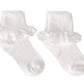 Country Kids Baby Girls Frilly Eyelet Lace Trim Socks, 2 Pairs, White, 0-3 Mos