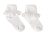 Country Kids Baby Girls Frilly Eyelet Lace Trim Socks, 2 Pairs, White, 0-3 Mos