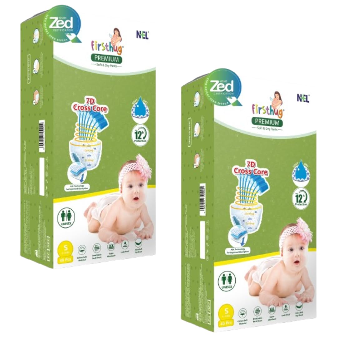 Firsthug Diaper Pants  Small 80 Pcs Soft Comfortable Wear (48 Kg)