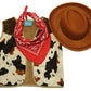 Kids Western Rodeo Cowboy Or Cowgirl Basic Costume Set - Vest, Brown Hat, Bandanna - Size 6-8
