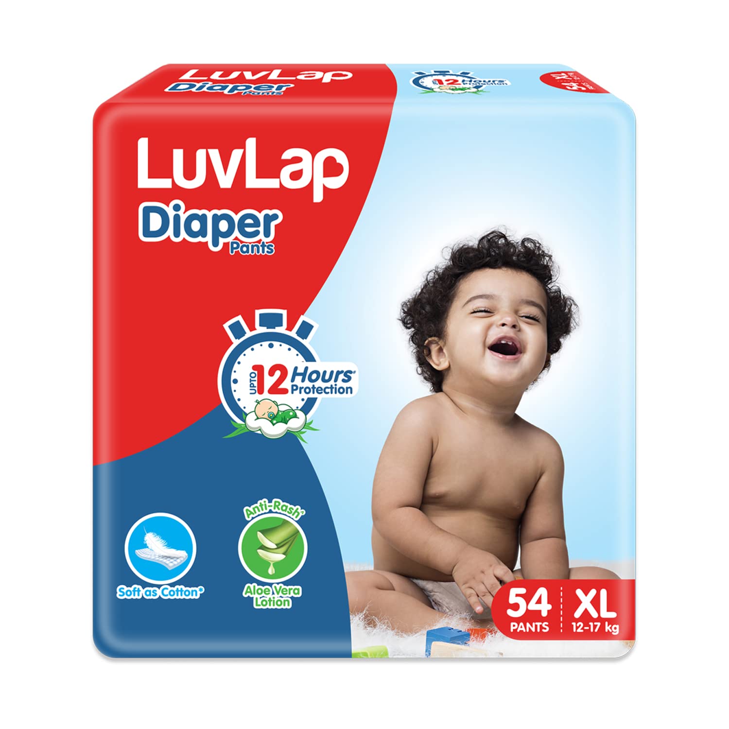 Luvlap Pant Style Baby Diapers, XLarge (Xl), 54 Count, For Babies Of Upto 1217Kg With Aloe Vera Lotion For Rash Protection, Wi