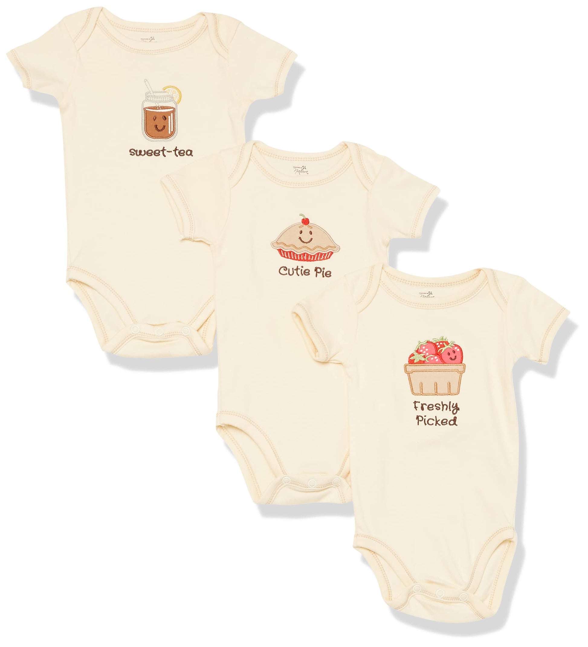 Touched By Nature Unisex Baby Organic Cotton Bodysuits, Strawberries, 18-24 Months