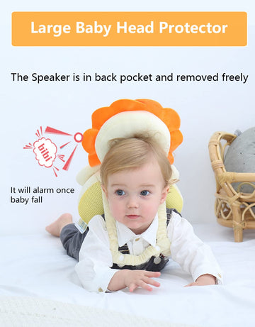 Head Safety Protector Pad For Baby Toddler Walker,Infant Talking Head Protection Backpack Cushion (Z Yellow Lion Sets)