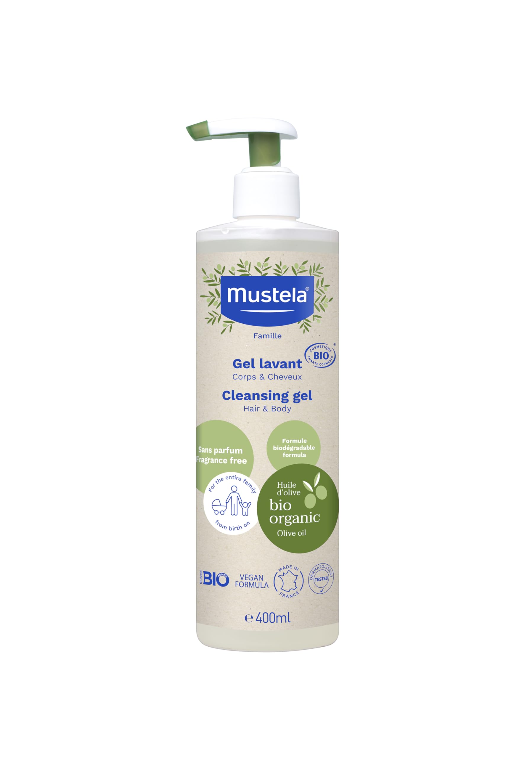 Mustela Organic Cleansing Gel 400Ml - Gentle And Safe Baby Wash