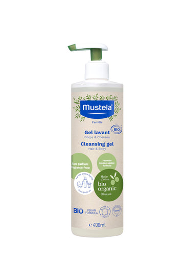 Mustela Organic Cleansing Gel 400Ml - Gentle And Safe Baby Wash