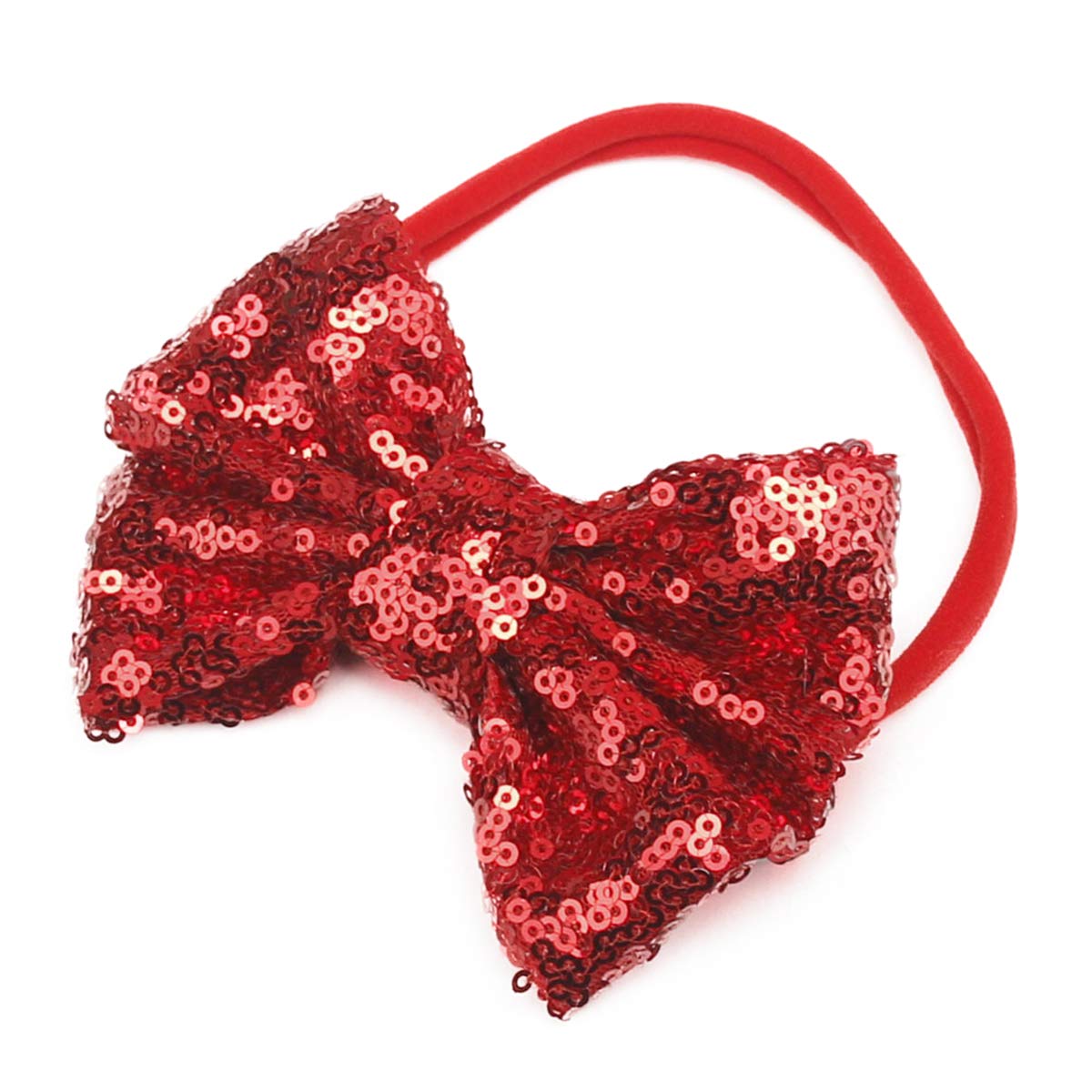 Song Qing Baby Infant Girls Hair Band Sequined Bow Headband Turban Knot Hair Headwear (Red)