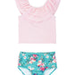 Rufflebutts Baby/Toddler Girls Fancy Me Floral Seersucker Ruffled Tankini - 18-24M