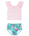 Rufflebutts Baby/Toddler Girls Fancy Me Floral Seersucker Ruffled Tankini - 12-18M