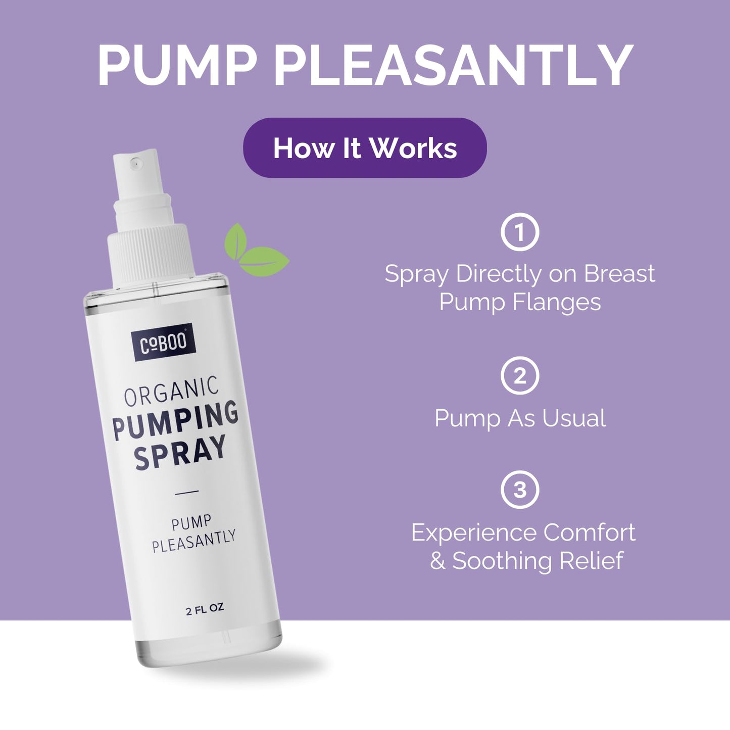 Coboo Organic Breast Pumping Spray  Helps Sore Nipples & Clogged Ducts  Pump Spray For Flanges & Breast Shields  Gentle For Mom