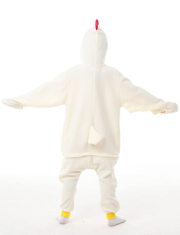 Canasour Chicken Onesie Kids Halloween Cosplay Costume Girls One Piece Rooster Pjs Anime Unisex Hoodie Pajamas For 6-8 Years Boy