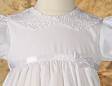 Girls Special Occasion 24' Poly Cotton Batiste Christening Baptism Gown With Lace Collar And Hem 3M