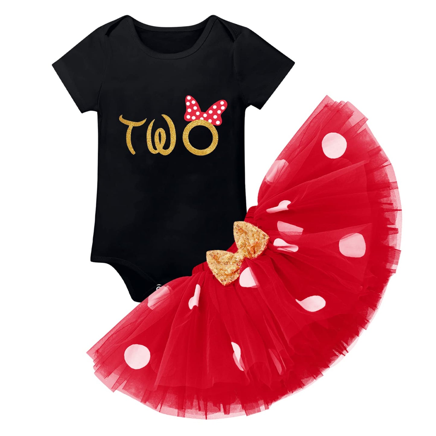 Ibtom Castle Cake Smash Wild One First Birthday Clothes For Baby Girls Polka Dots Romper Tulle Dress Mouse Ear Princess Outfits