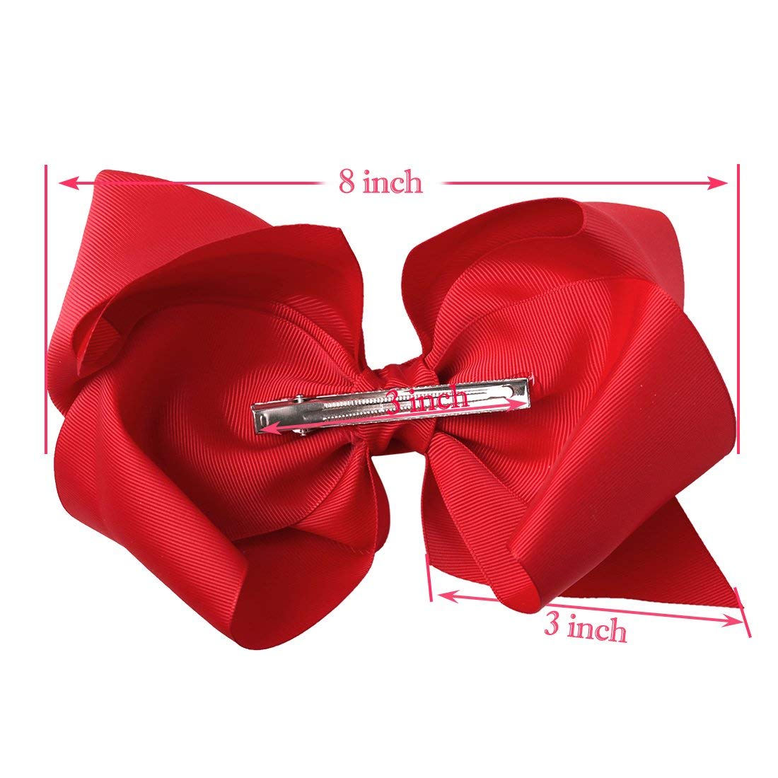 Ded 20 Pcs 8' Hair Bows Clips Boutique Grosgrain Ribbon Big Large Bows Alligator Hair Accessories For Baby Girls Teens Kids