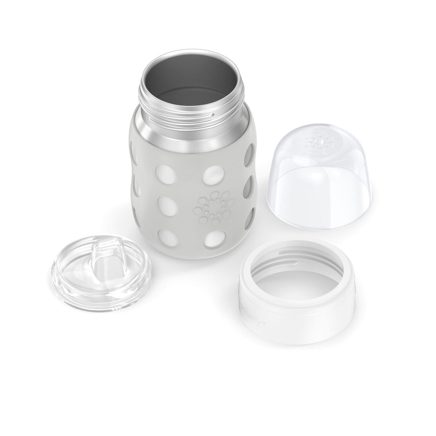 Lifefactory 8-Ounce Stainless-Steel Vacuum-Insulated Wide-Neck Baby Bottle With Sippy Nipple, Stone Gray, Ls2251Wcg4