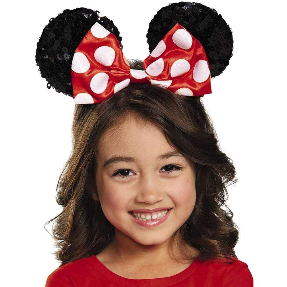 Disguise Costumes Red Minnie Sequin Ears, Girls, Red / Black, One Size