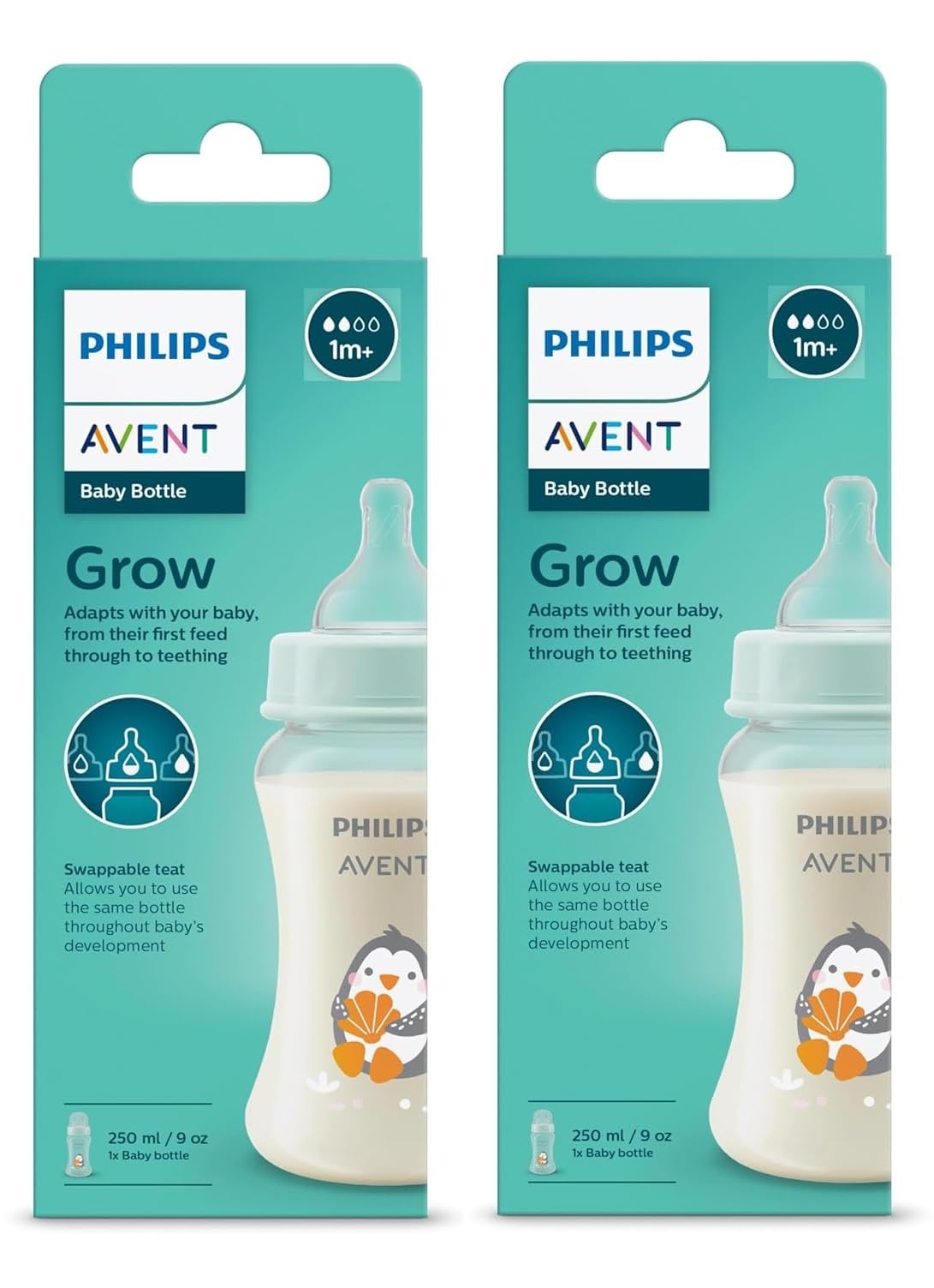 Philips Avent Grow Economy Feeding Bottles | AntiColic | Easy Fill,Easy Clean|Bpa Free | With 1M+ Flow Teat | Made In India | 