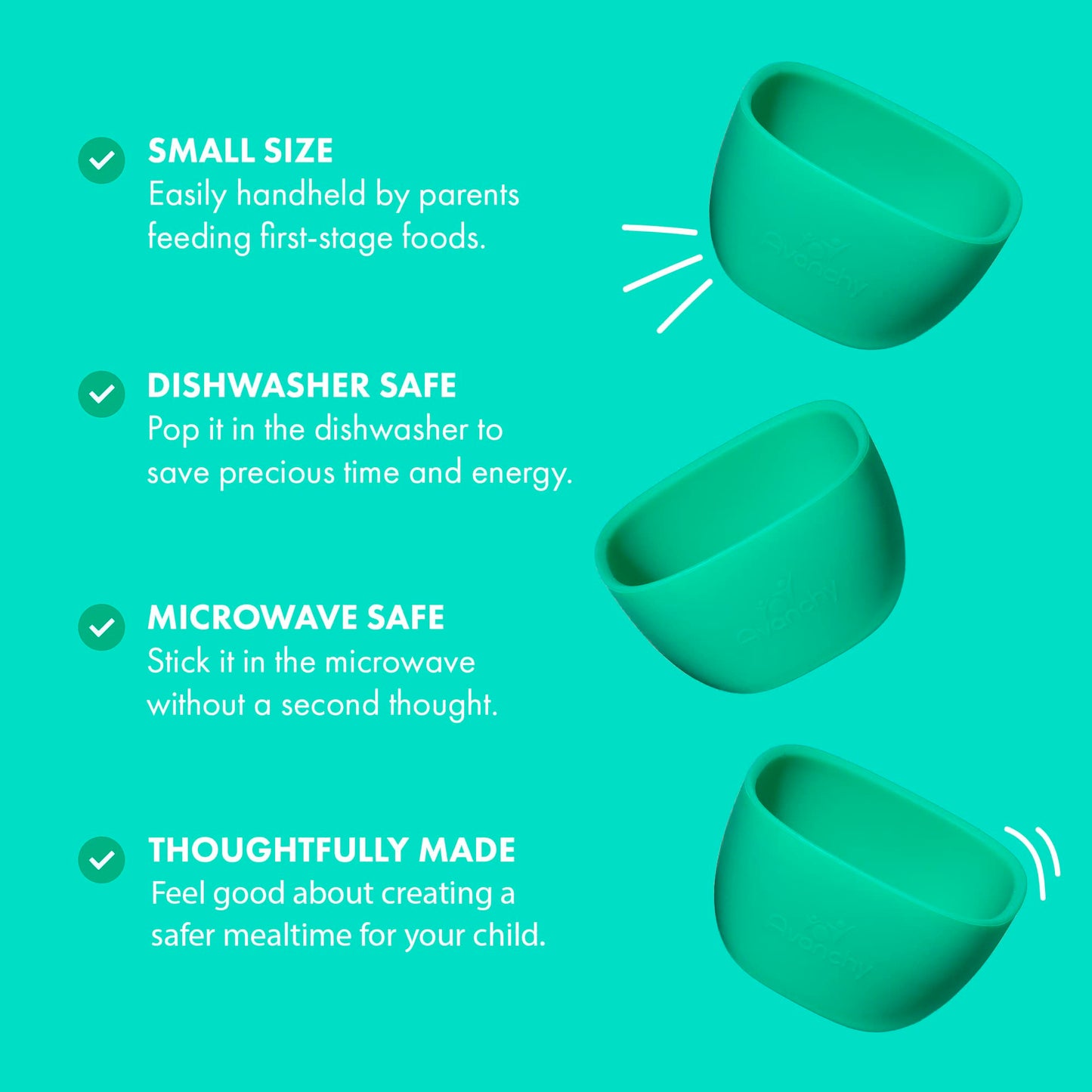 Avanchy Baby Bowls Silicone Mini Prep Bowl Set For Babies Kids Toddler For Feeding Food 4 Oz, Green