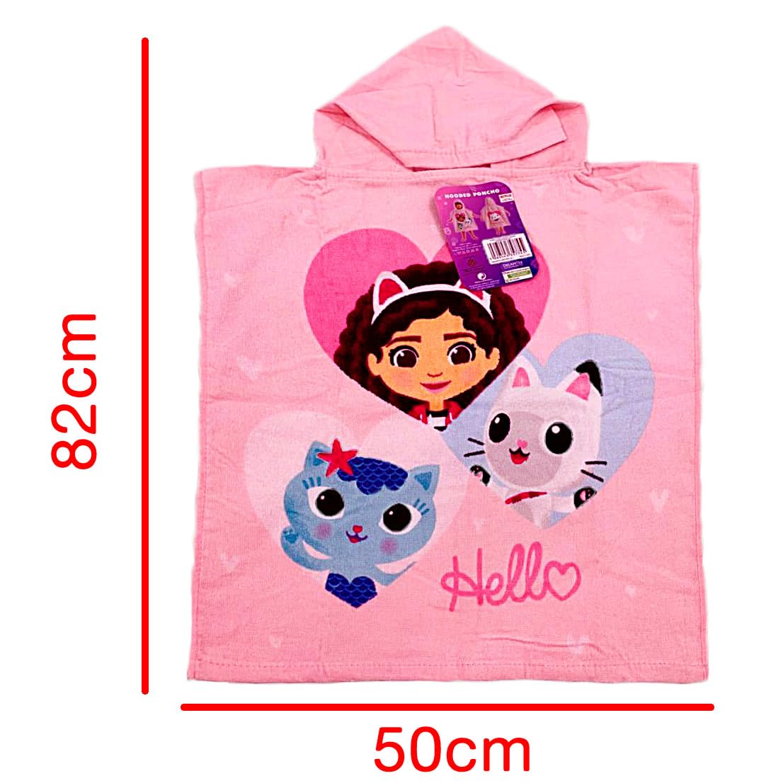 Gabby'S Dollhouse Beach Bath Hooded Poncho Towel For Kids 100% Cotton Heart Pandy Paw Mercat Cakey Cat Fairy Gift For Girls Boys