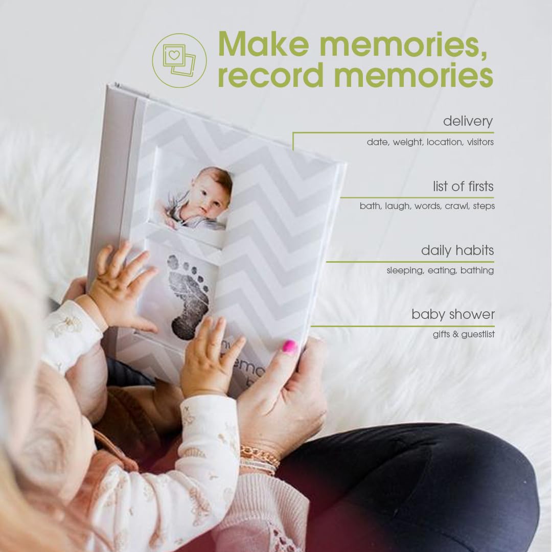 Pearhead Baby Memory Book, First 5 Years Baby Milestone Book, Pregnancy Journal, Newborn Baby Girl Or Baby Boy Keepsake, With Cl