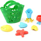 Green Toys Tide Pool Bath Set - 7 Piece Pretend Play, Motor Skills, Kids Bath Toy Floating Pouring Shells with Storage Bag. No B