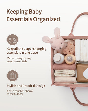 Blissful Diary Baby Diaper Caddy Organizer, Baby Shower Basket For Girls, Gift For Newborn Essentials, Baby Registry Must Have,